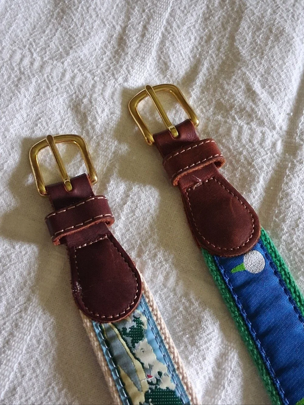 J. Bailey Leather/Canvas Golf Motif Belt Lot